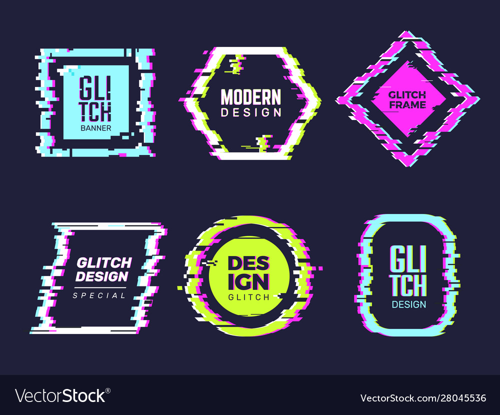 Glitch Banners Hipster Poster Distortion Glitch Vector Image