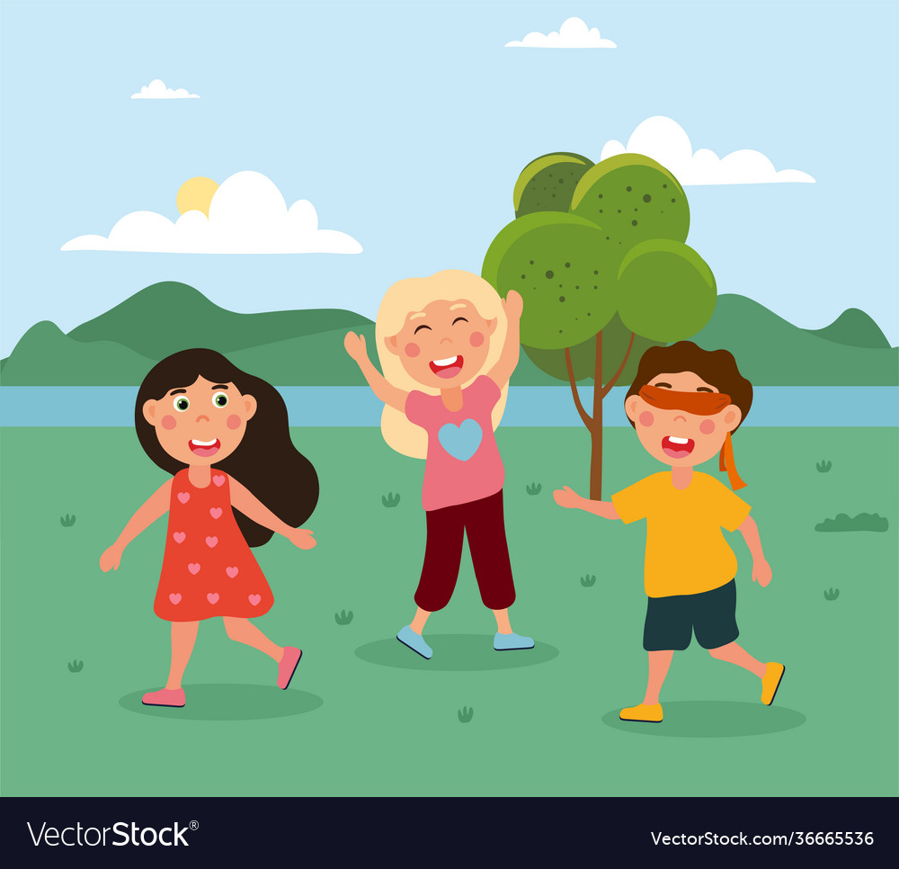 Hide and seek game playing kids together Vector Image