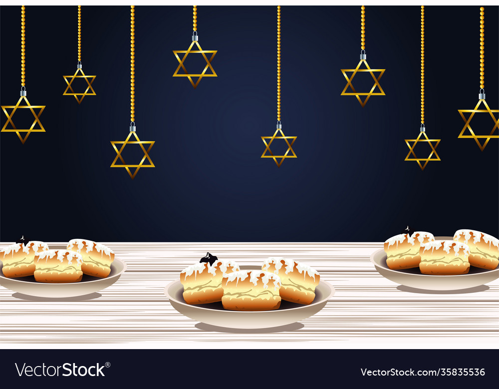 Happy hanukkah celebration with sweet donuts