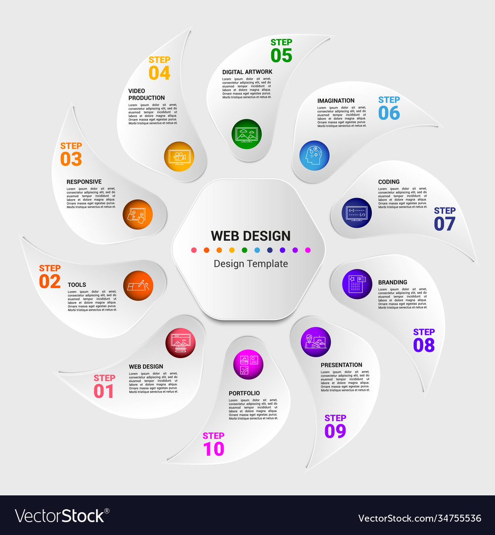 Infographic web design template icons vector image Infographic web design template icons