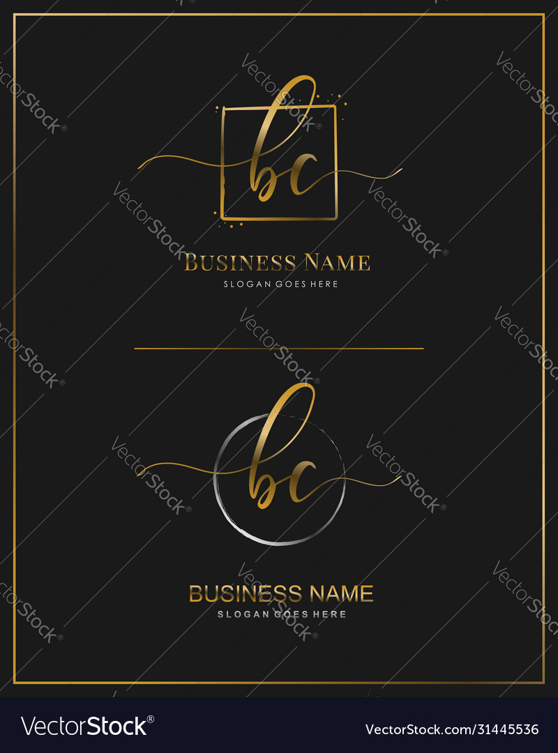 Initial b c bc handwriting logo letter