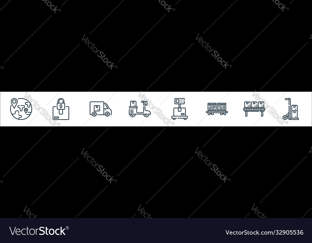 Logistic and delivery line icons linear set vector image Logistic and delivery line icons linear set