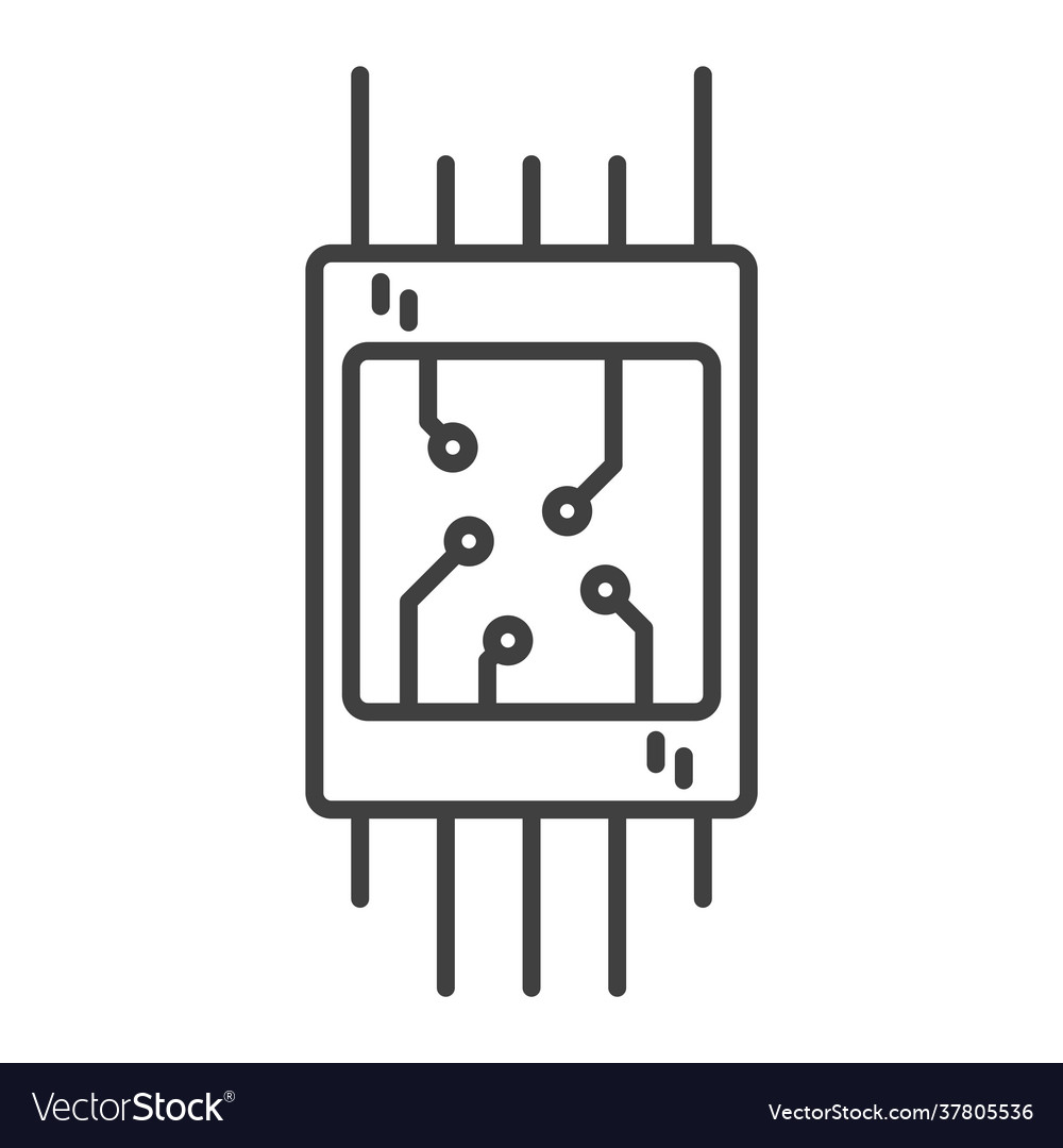 Microchip icon a simple line drawing general vector image Microchip icon a simple line drawing general