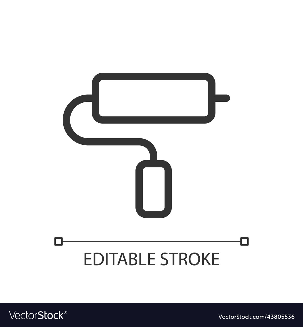 Paint roller tool pixel perfect linear ui icon vector image Paint roller tool pixel perfect linear ui icon