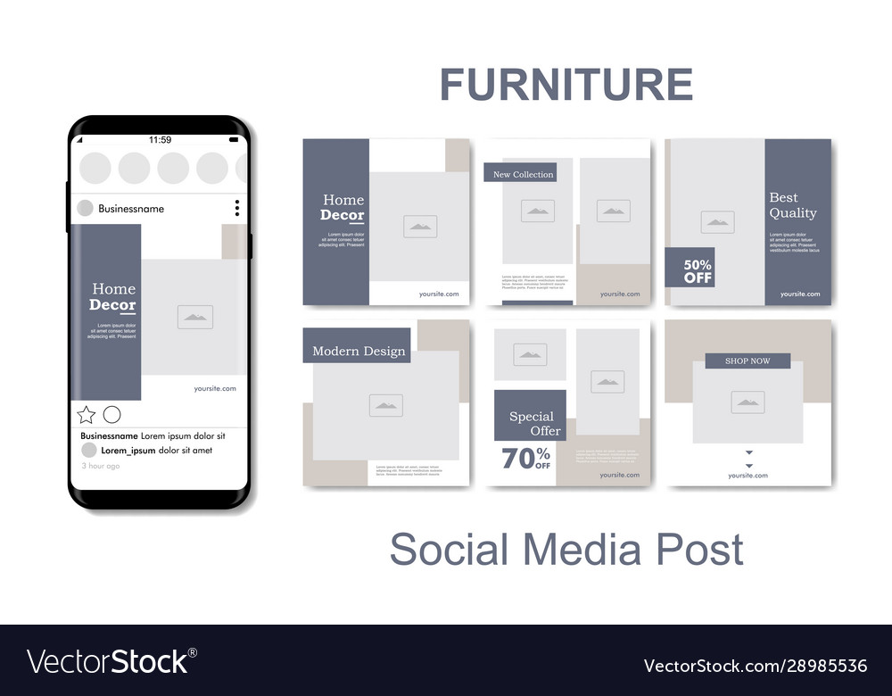 Social Media Post Banner Template For Furniture Vector Image