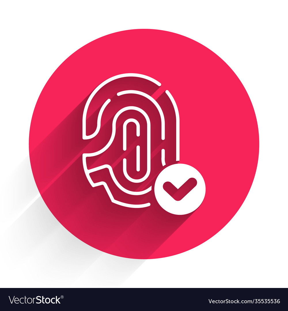 White fingerprint with check mark icon isolated vector image White fingerprint with check mark icon isolated