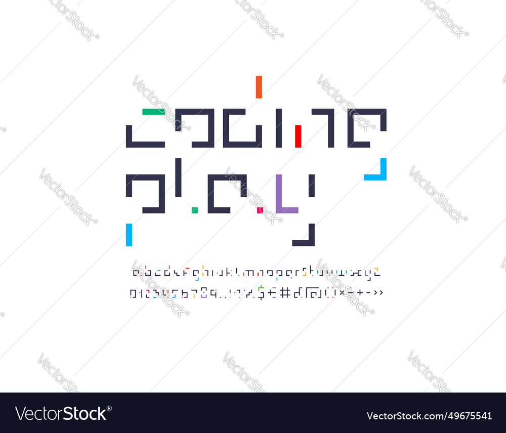 Coding lines font technology digital alphabet