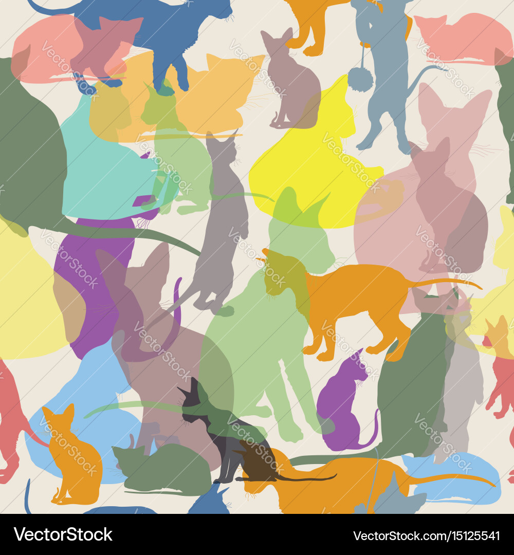 Colorful Cat Seamless Pattern Royalty Free Vector Image