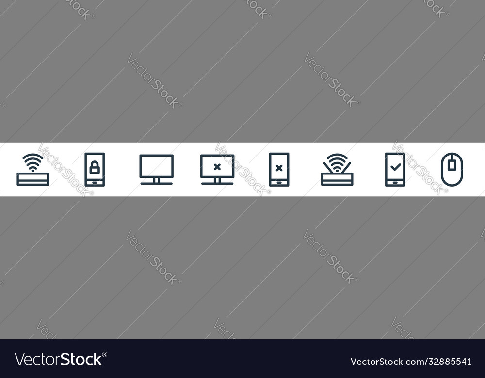 Computer hardware line icons linear set quality vector image Computer hardware line icons linear set quality