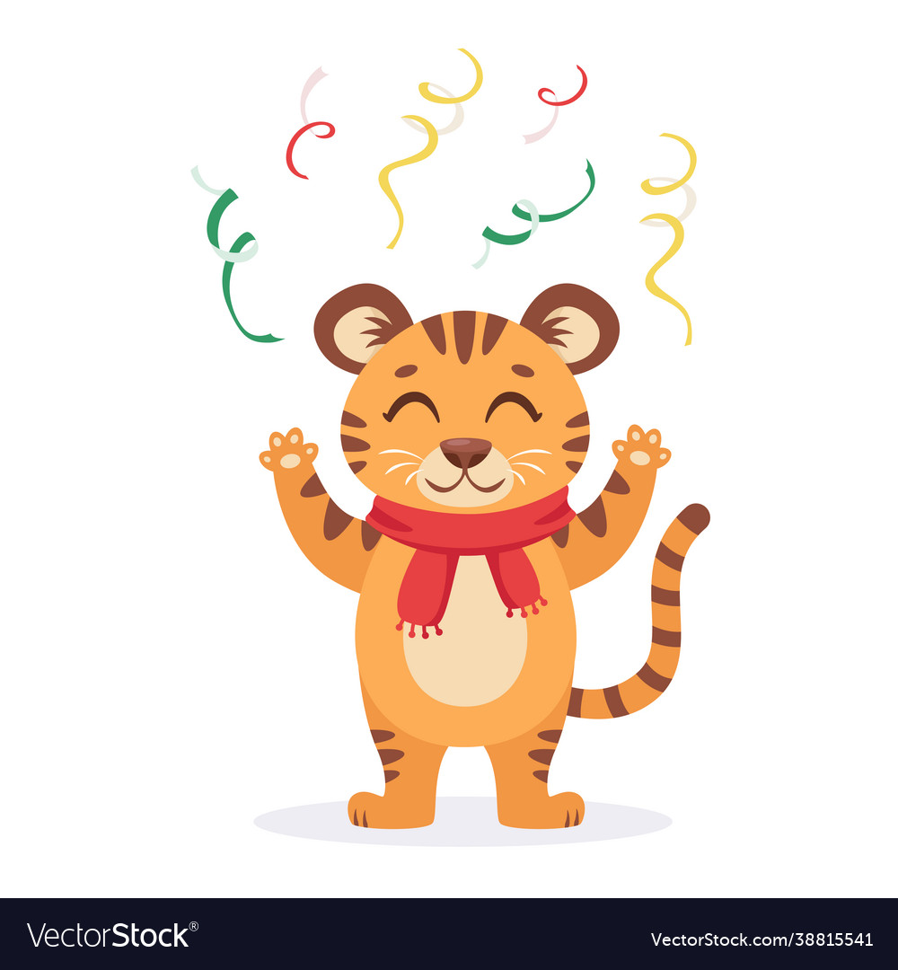 Süßer Tiger feiert Weihnachten und neues Jahr 2022