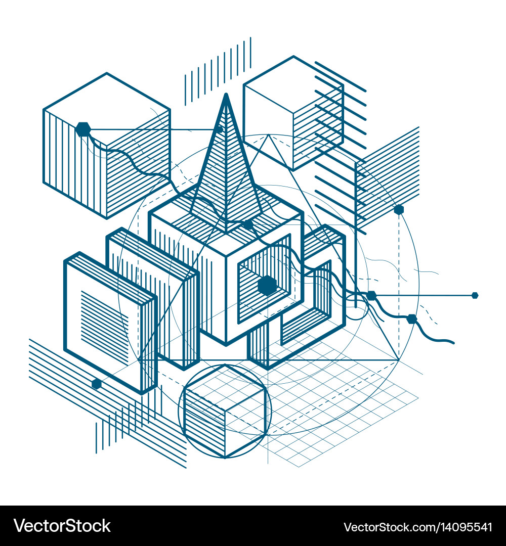 Isometric linear abstract background lined Vector Image