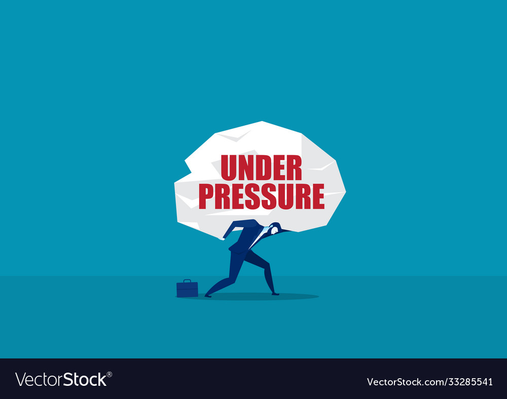 Man carrying heavy big under pressure word concept