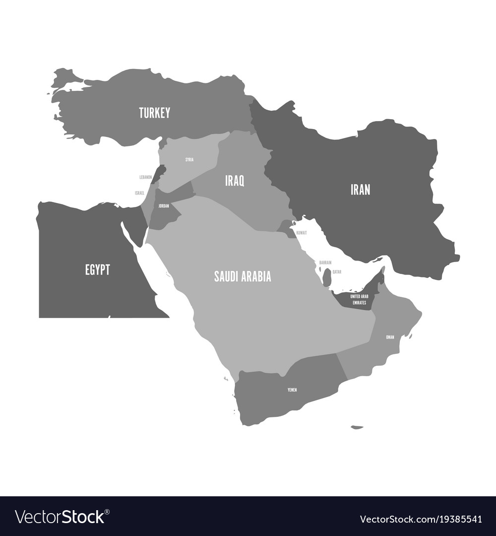 Map of middle east or near east in shades of Vector Image