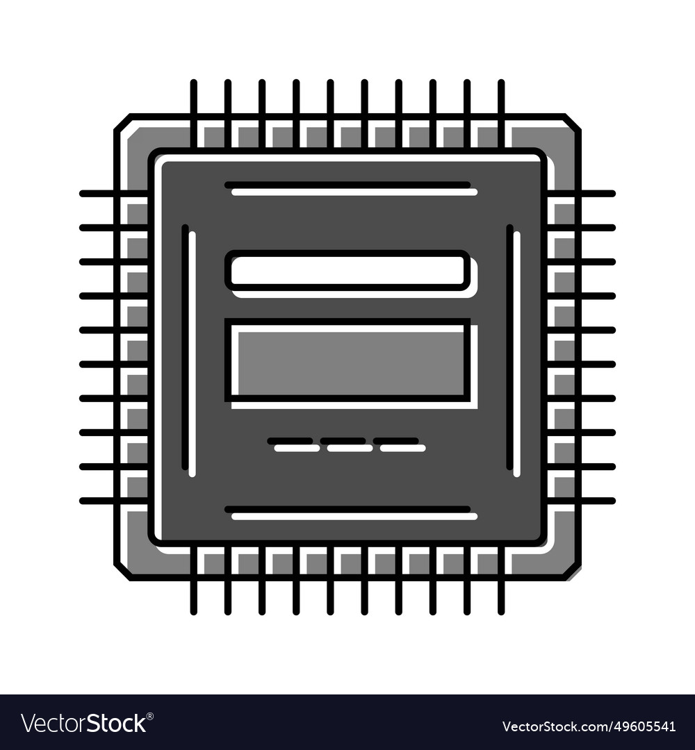 Microcontroller electronic component color icon vector image Microcontroller electronic component color icon