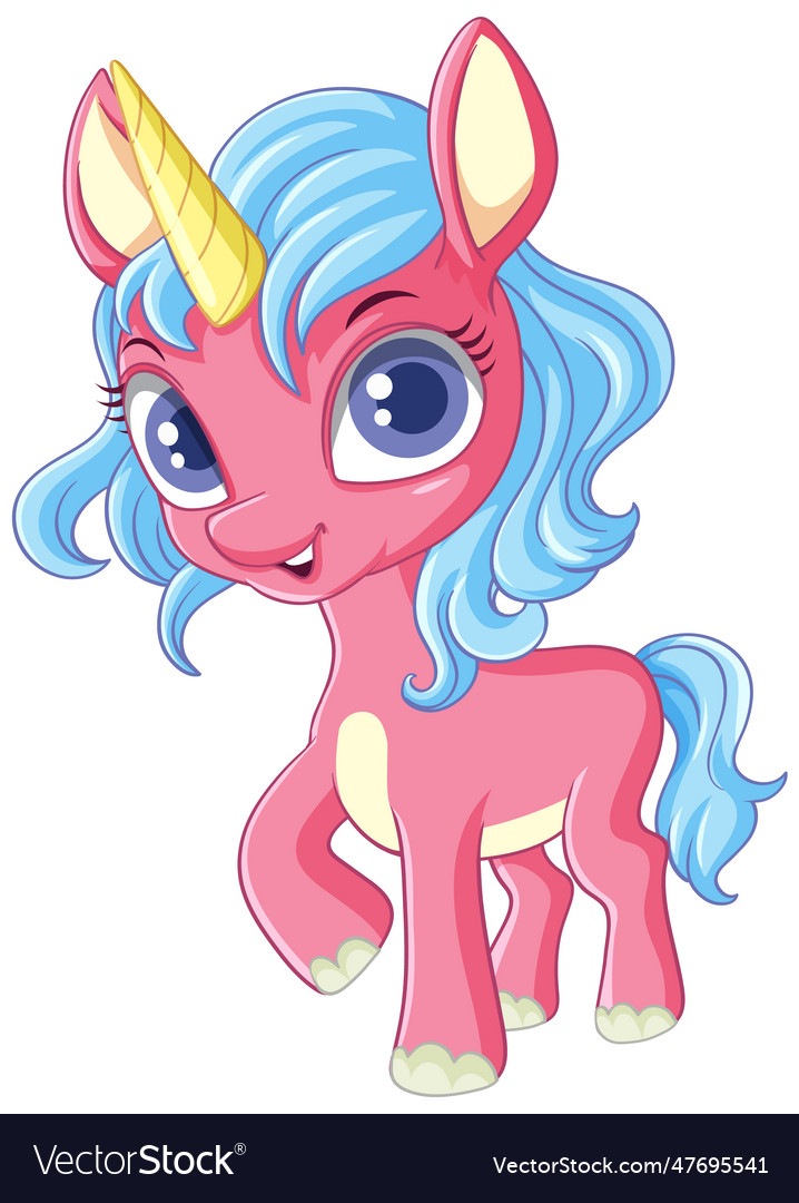 Pink unicorn with blue mane Royalty Free Vector Image