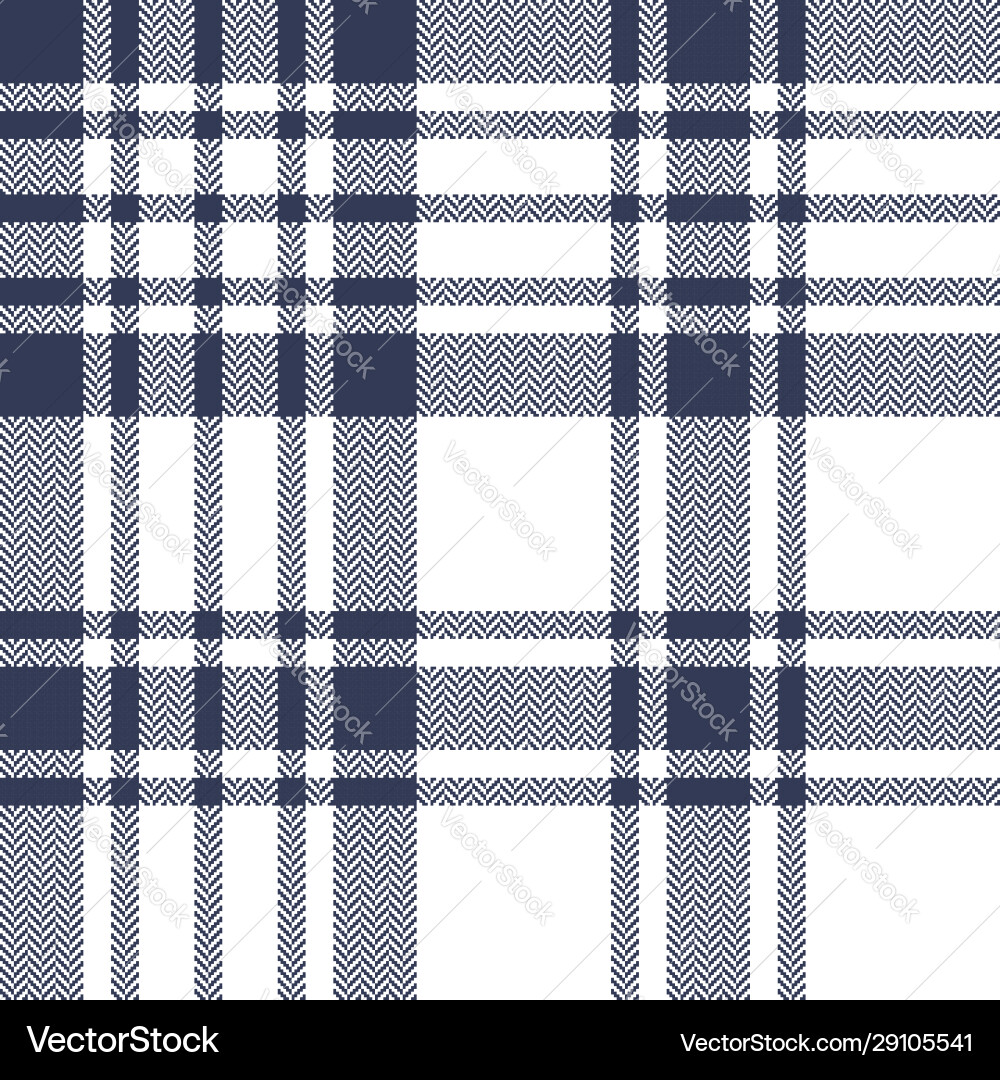 Plaid pattern background blue white herringbone Vector Image