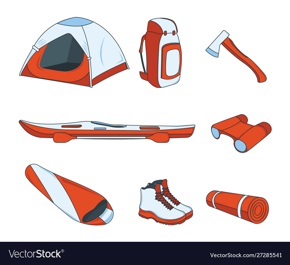 Set camping icon concept for outdoor and hike