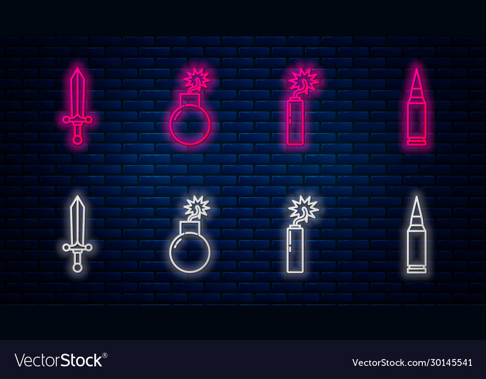 Set line bomb ready to explode dynamite vector image Set line bomb ready to explode dynamite