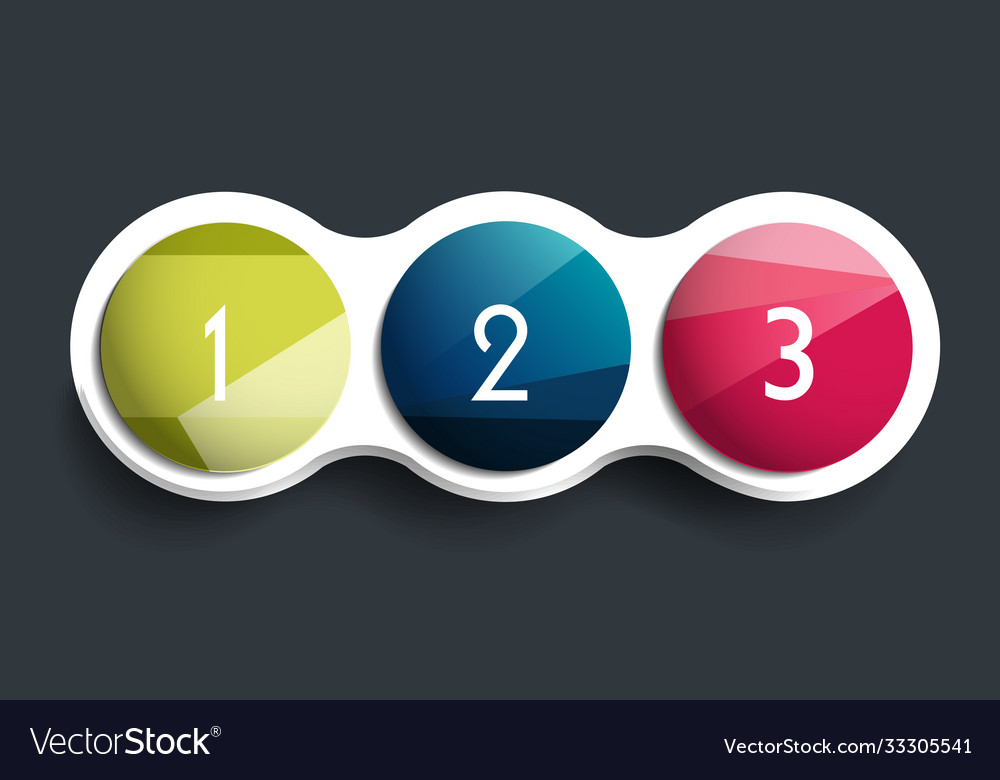 Three steps elements bubble chart scheme diagram vector image Three steps elements bubble chart scheme diagram