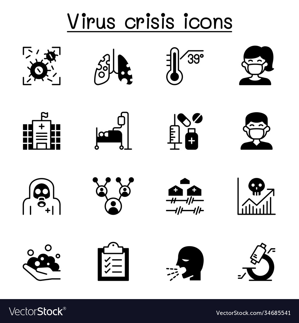 Virus disease covid-19 corona icon set Royalty Free Vector