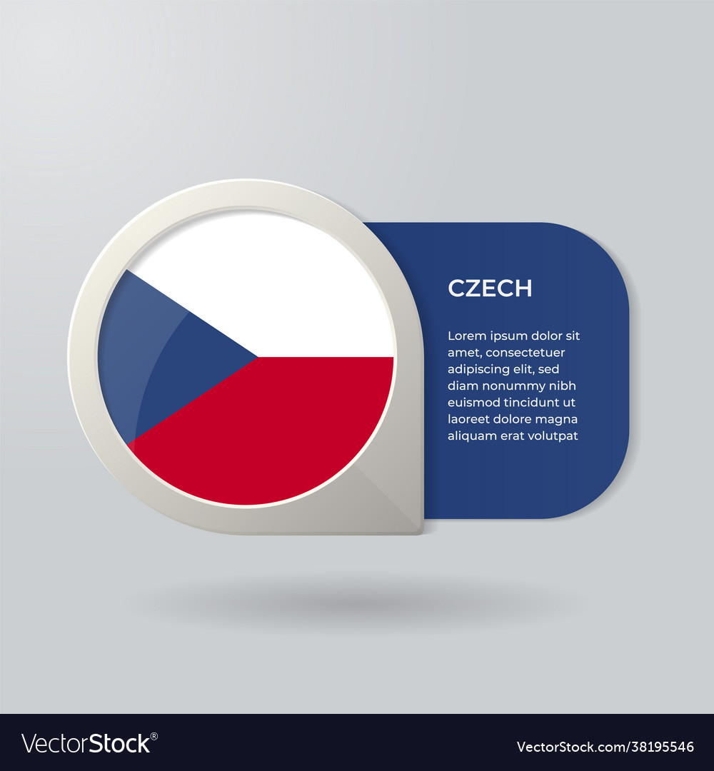 3d map pointer flag nation czech vector image 3d map pointer flag nation czech