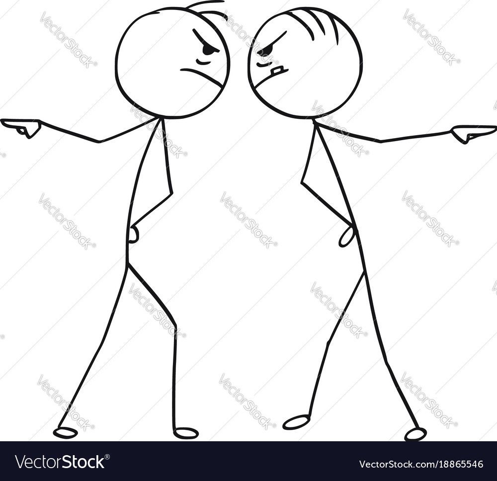 Cartoon of two angry man hand pointing Royalty Free Vector