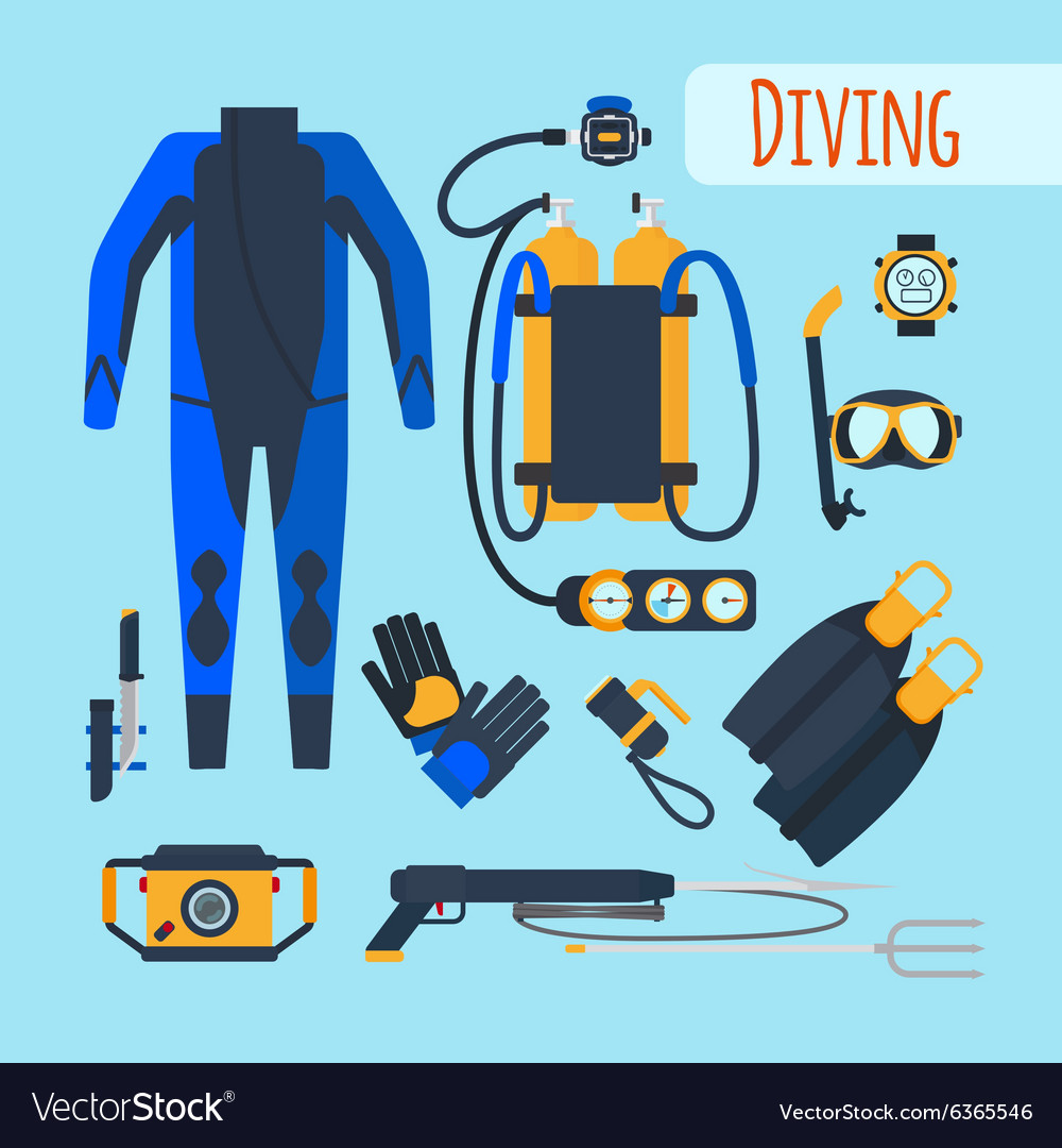 Diving Equipment Icons Royalty Free Vector Image