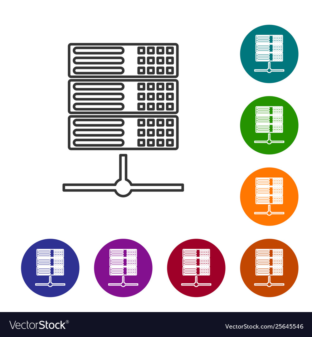 Grey server data web hosting line icon isolated vector image Grey server data web hosting line icon isolated