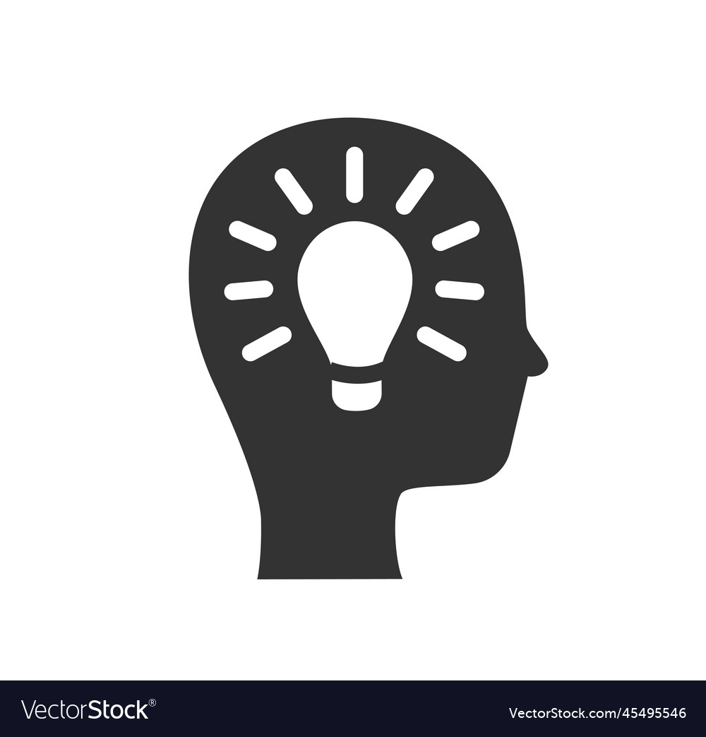 Head with light bulb icon Royalty Free Vector Image