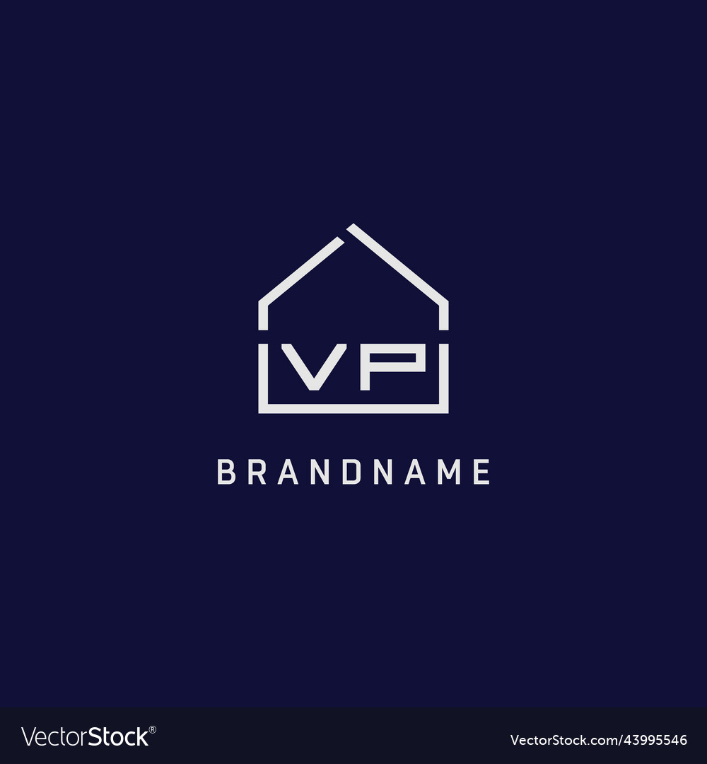 Initial letter vp roof real estate logo design Vector Image