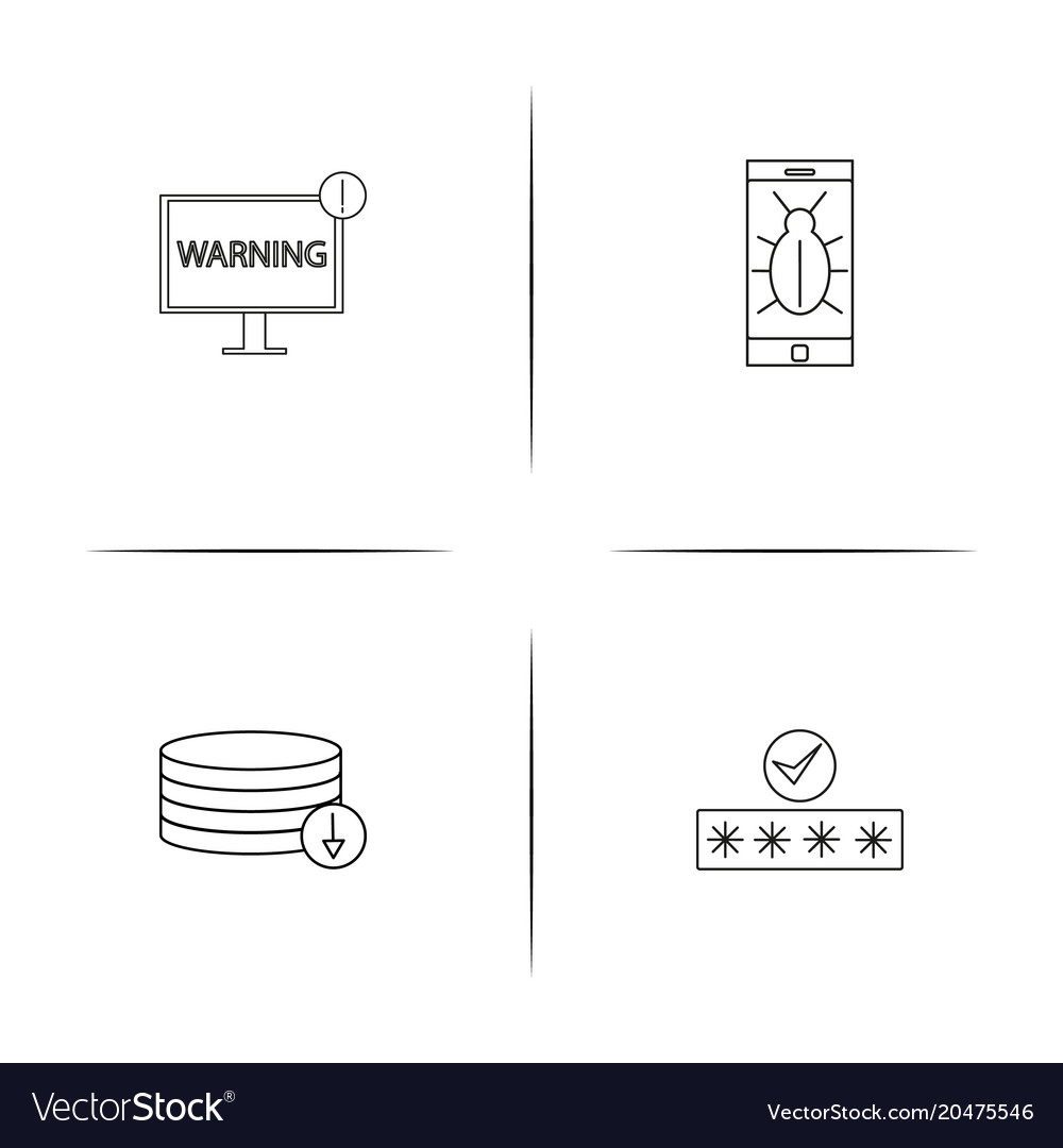 Internet security simple linear icons set