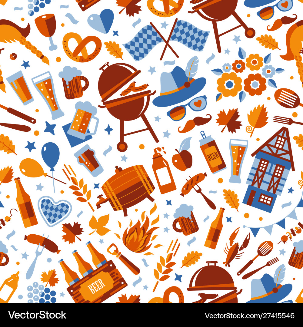 Oktoberfest seamless surface pattern beer Vector Image