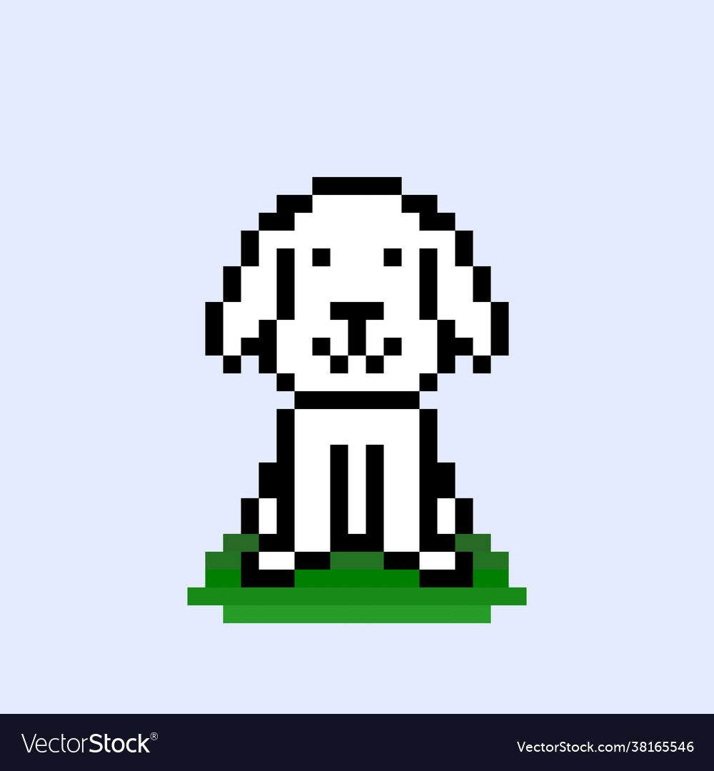 Pixel white dog image for game assets