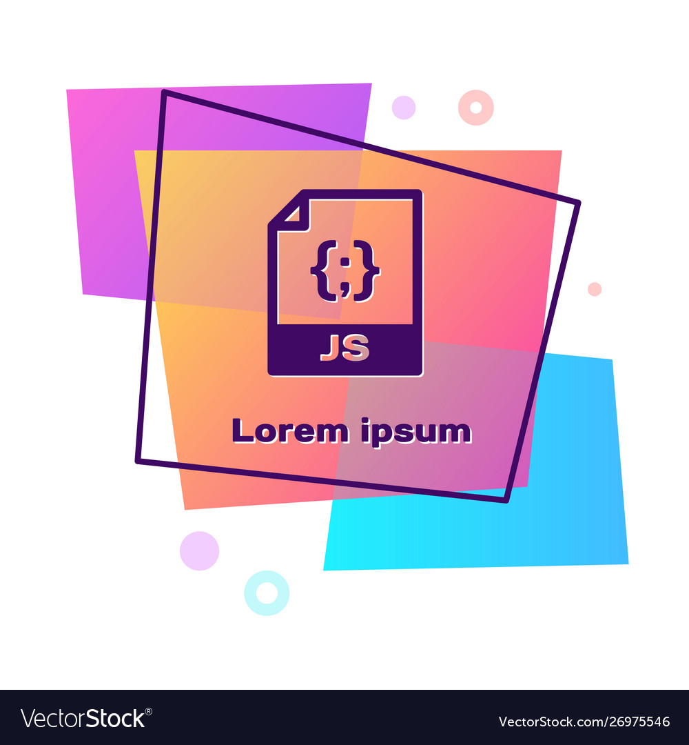 Purple js file document download button icon vector image Purple js file document download button icon