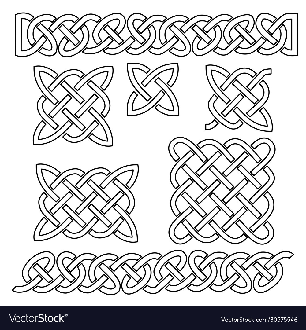 Set celtic knot patterns and elements vector image Set celtic knot patterns and elements