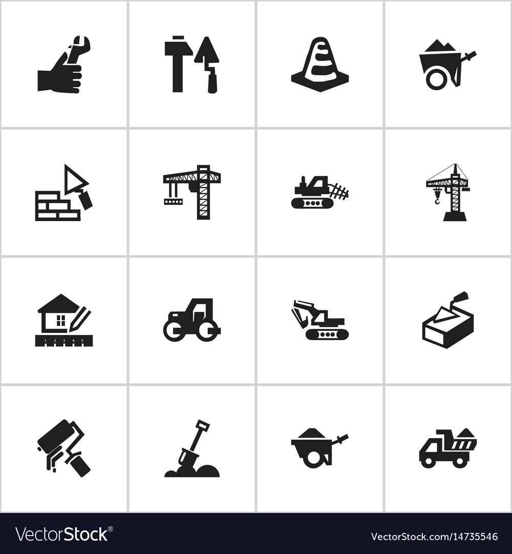 Set of 16 editable building icons includes