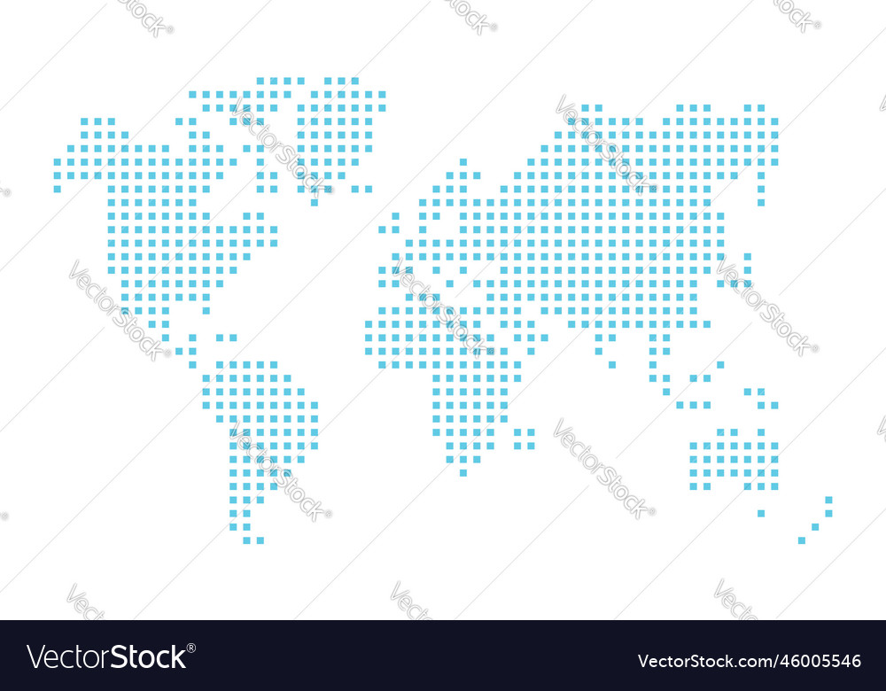 Vereinfachte Weltkarte mit quadratischen Punkten gezeichnet