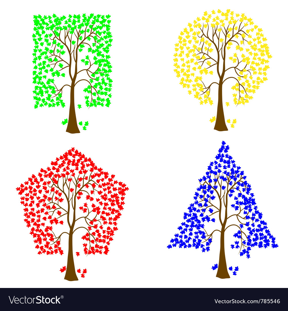 Trees of different geometric shapes set