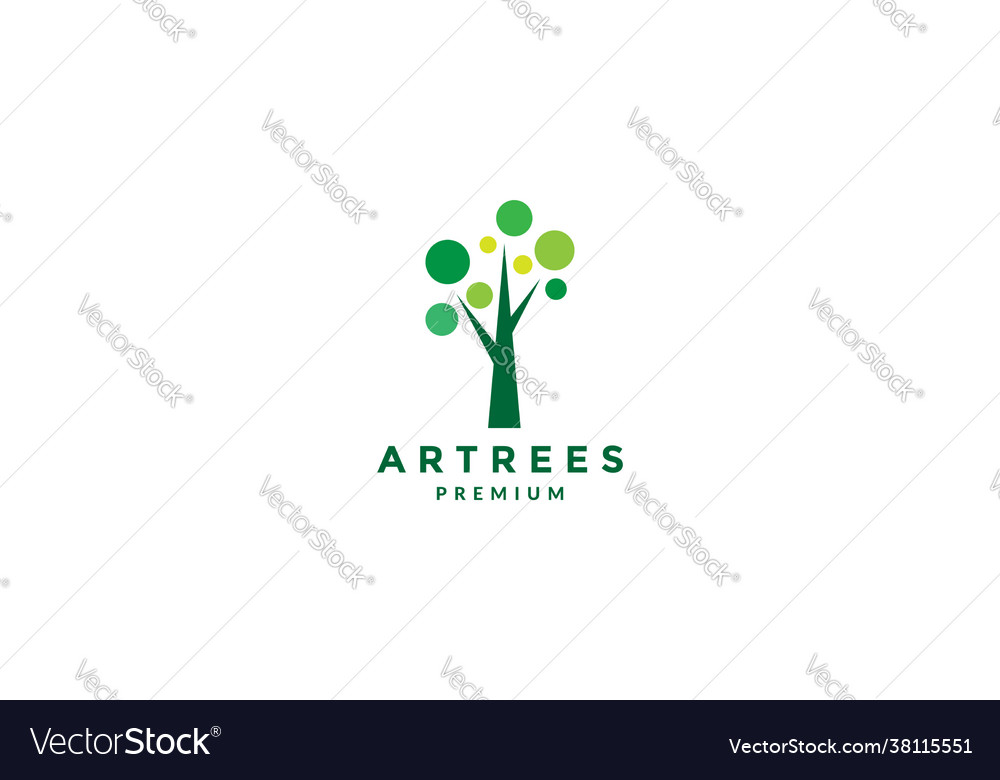 Abstract tree with circle leaf logo symbol icon