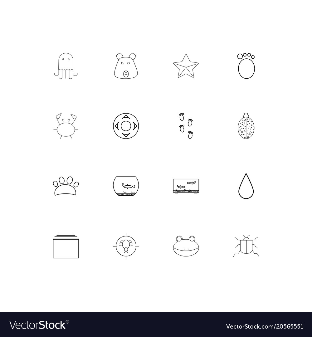 Animals simple linear icons set outlined