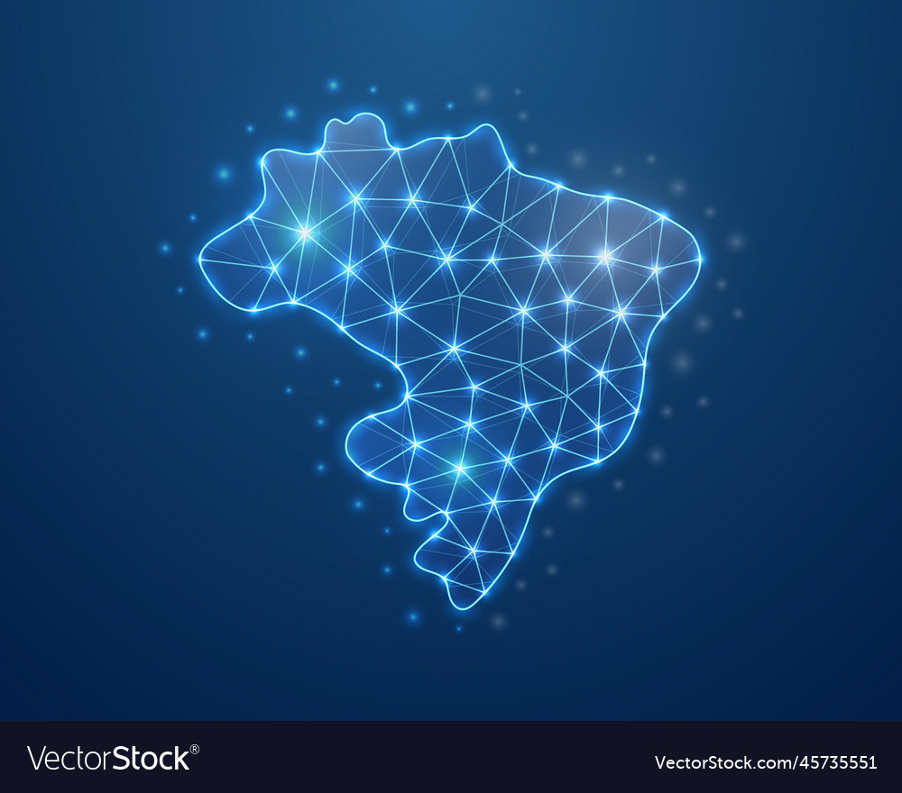 Brazil 3d symbol in low poly style map