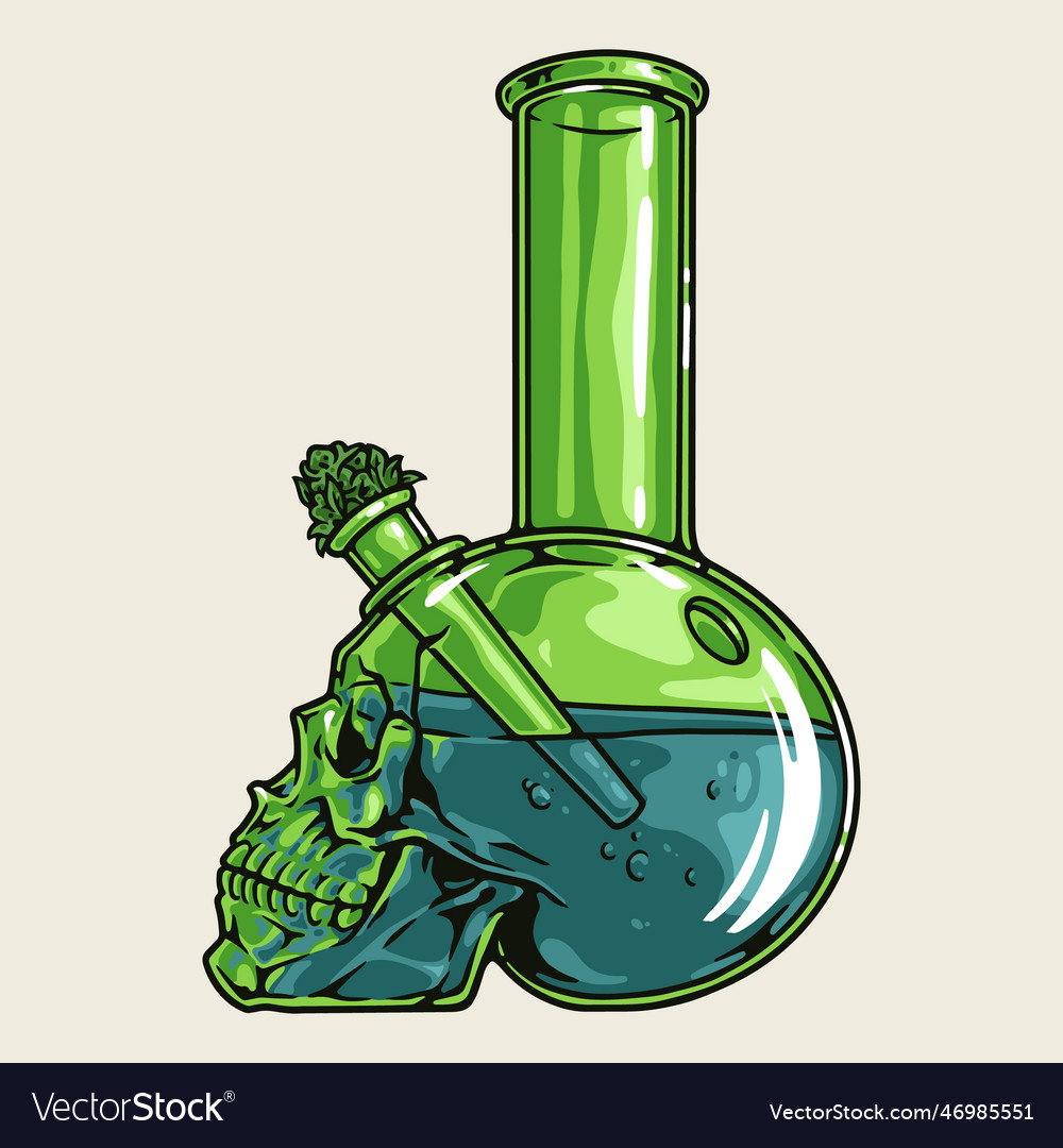 Cannabis bong colorful detailed element Royalty Free Vector