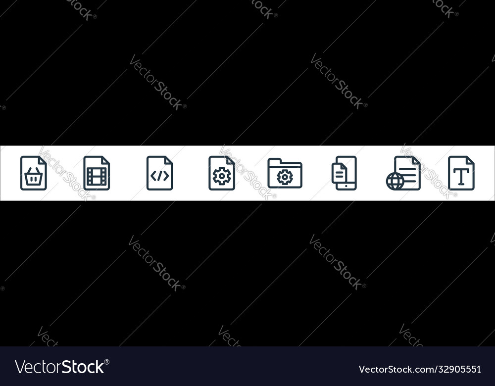 Document and files line icons linear set quality vector image Document and files line icons linear set quality