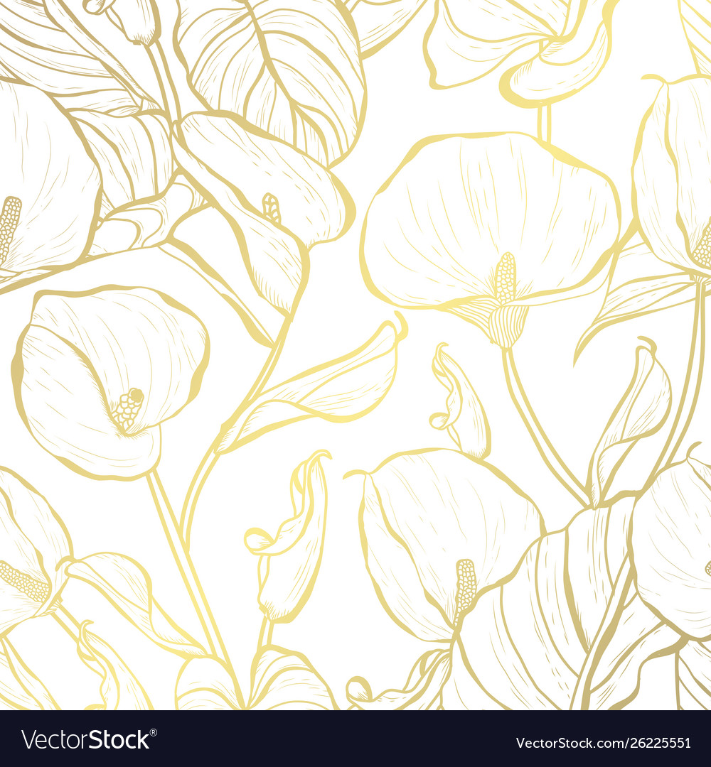 Golden Calla Flower Pattern