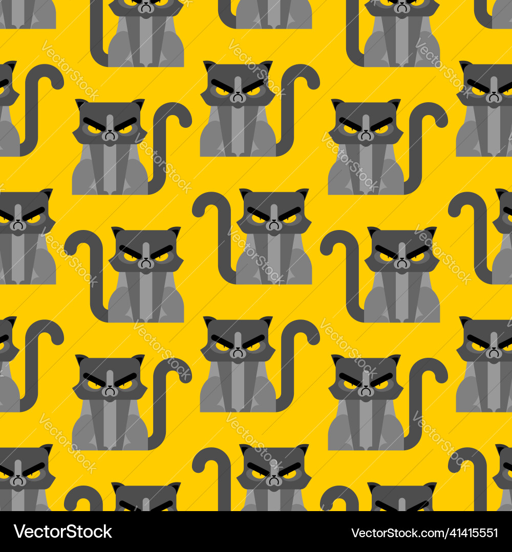 Grumpy cat pattern seamless angry pet background Vector Image