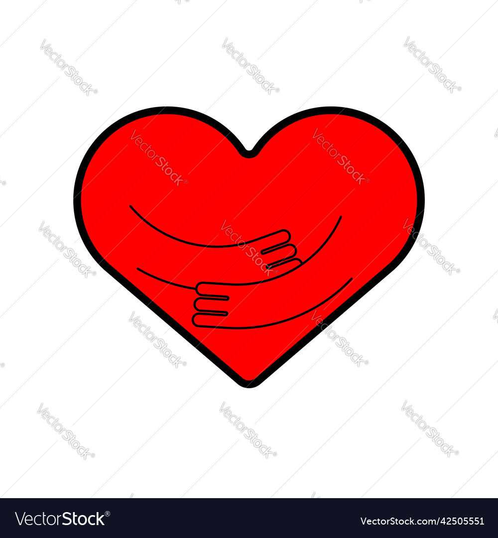 Heart hugs isolated with hands sign Royalty Free Vector