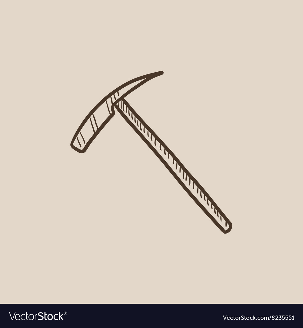 Ice pickaxe sketch icon