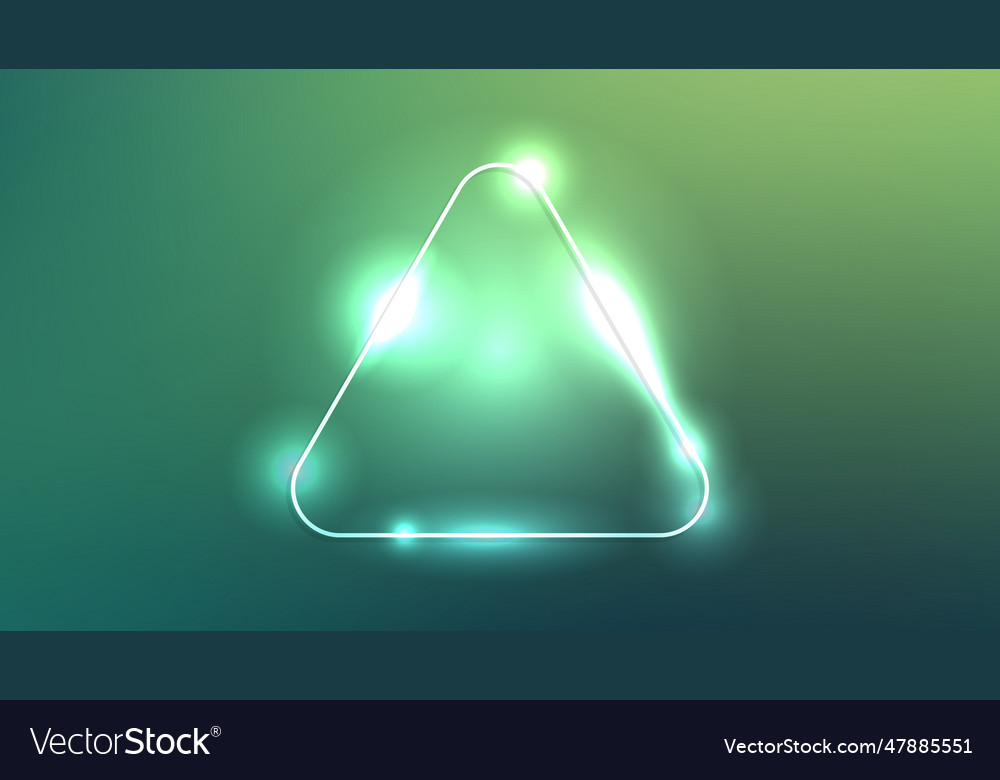 Neon rounded triangle frame with shining effects vector image Neon rounded triangle frame with shining effects