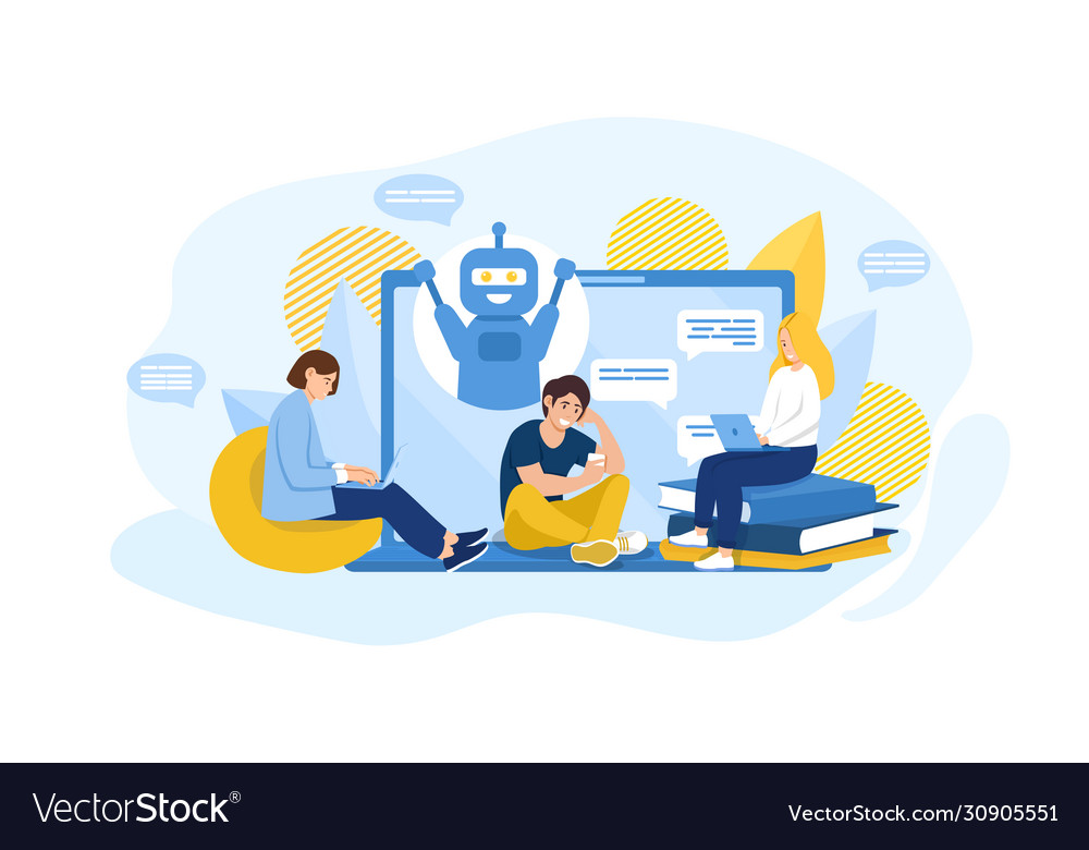 Online chatbot communication concept vector image Online chatbot communication concept