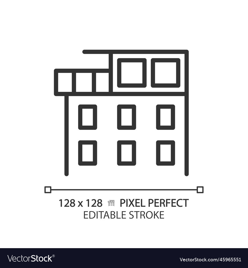 Penthouse pixel perfect linear icon Royalty Free Vector